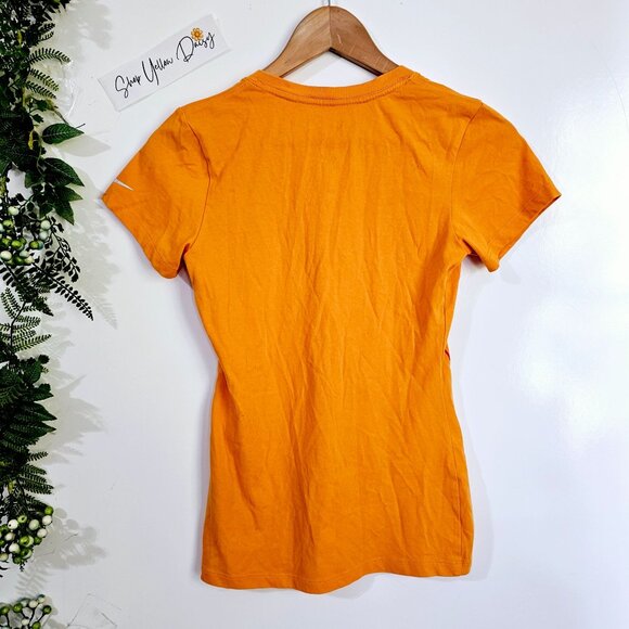 Nike Womens Dri-Fit "Run" Orange T-Shirt Size S Cotton ~SS139.4 - Picture 3 of 4